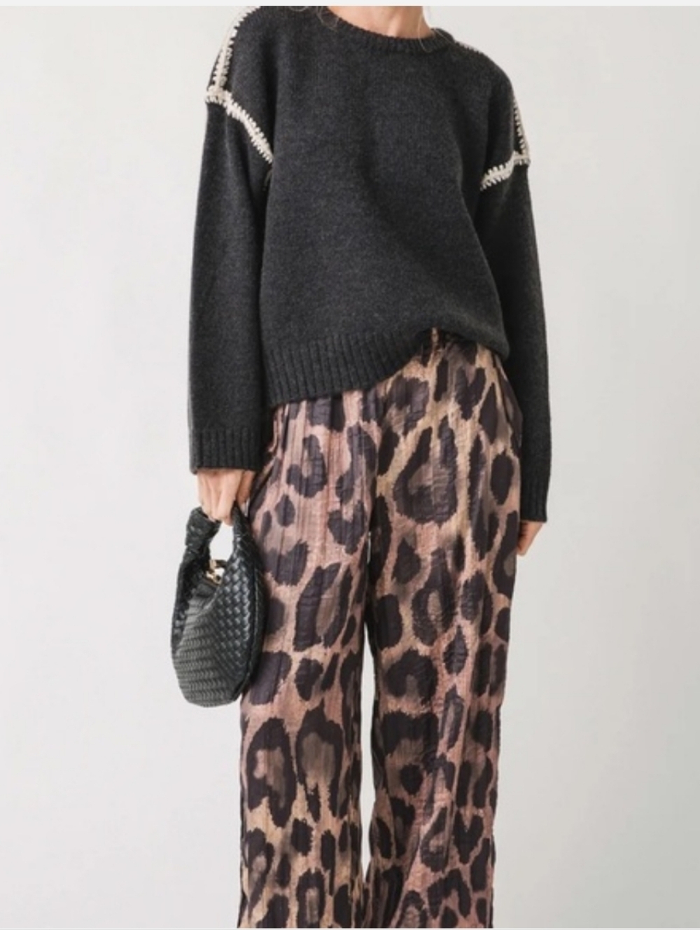 Free People Brown and Black Cheetah Wide Leg Pants Size Large